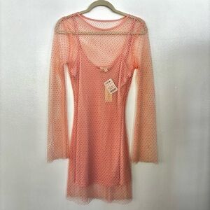 Sheer Pink Mesh Dress Size L